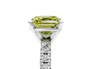Solitaire Engagement Ring Setting for Fancy Yellow Asscher Cut Center with Large Accents and Prong Head in Platinum