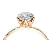 Solitaire Engagement Ring Setting for Marquise Center with Fine Pave Accents and Prong Head in Rose Gold