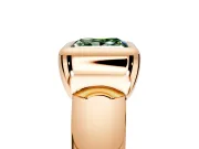 Solitaire Engagement Ring Setting for Fancy Green Princess Cut Center with Wide Band and Bezel Head in Rose Gold