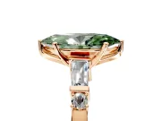 Bar-Set Engagement Ring Setting for Fancy Green Marquise Center with Tapered Baguette Accents and Prong Head in Rose Gold