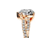 Solitaire Engagement Ring Setting for Heart-Shaped Center with Twisted Pave Split Shank and Prong Head in Rose Gold