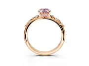 Cluster Engagement Ring Setting for Fancy Pink Oval Center with Round Cut Accent Band and Prong Head in Rose Gold