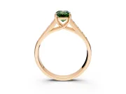 Solitaire Engagement Ring Setting for Fancy Green Emerald Cut Center with Round Cut Channel Band and Prong Head in Rose Gold