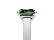 Solitaire Engagement Ring Setting for Fancy Green Asscher Cut Center with Tapered Split Shoulders and Prong Head in Sterling Silver