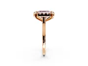 Single Halo Engagement Ring Setting for Fancy Pink Asscher Cut Center with Corner Claws, Plain Band and Prong Head in Rose Gold