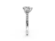 Paired Accent Engagement Ring Setting for Pear-Shaped Center with Pave Band and Prong Head in White Gold