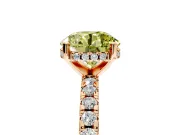 Solitaire Engagement Ring Setting for Fancy Yellow Round Cut Center with Band of Accents and Prong Head in Rose Gold