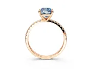 Solitaire Engagement Ring Setting for Fancy Blue Cushion Cut Center with Fine Pave Narrow Band and Prong Head in Rose Gold