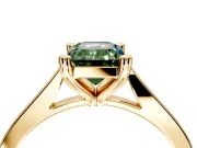 Solitaire Engagement Ring Setting for Fancy Green Emerald Cut Center with Tapered Shoulders and Prong Head in Yellow Gold