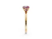 Solitaire Engagement Ring Setting for Fancy Pink Cushion Cut Center with Straight Thin Band and Prong Head in Yellow Gold