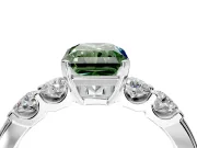 5 Stone Engagement Ring Setting for Fancy Green Radiant Cut Center with Plain Band and Prong Head in Platinum