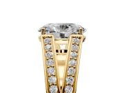 Split Shank Engagement Ring Setting for Oval Center with Pave Split Shank and Prong Head in Yellow Gold
