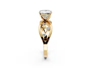 Solitaire Engagement Ring Setting for Princess Cut Center with Criss-Cross Accent Band and Prong Head in Yellow Gold