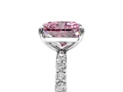 Solitaire Engagement Ring Setting for Fancy Pink Radiant Cut Center with Pave Accents and Prong Head in Sterling Silver