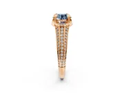 Solitaire Engagement Ring Setting for Fancy Blue Round Cut Center with Accented Split Shank and Prong Head in Rose Gold