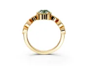 Vintage Station Engagement Ring Setting for Fancy Green Oval Center with Accents and Prong Head in Yellow Gold