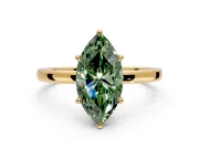 Hidden Halo Engagement Ring Setting for Fancy Green Marquise Center with Plain Band and Tall Prong Head in Yellow Gold