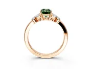 Solitaire Engagement Ring Setting for Fancy Green Emerald Cut Center with Marquise Flower Shoulders and Prong Head in Rose Gold