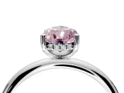 Hidden Halo Engagement Ring Setting for Fancy Pink Pear-Shaped Center with Thin Round-Wire Band and Prong Head in Platinum