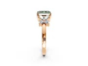 Floral Engagement Ring Setting for Fancy Green Radiant Cut Center with Marquise Cluster Shoulders and Prong Head in Rose Gold