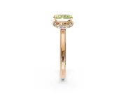 Hidden Halo Engagement Ring Setting for Fancy Yellow Radiant Cut Center with Plain Rounded Band and Prong Head in Rose Gold