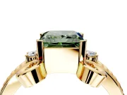 Solitaire Engagement Ring Setting for Fancy Green Princess Cut Center with Twisted Band and Scroll Prong Head in Yellow Gold