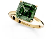 Solitaire Engagement Ring Setting for Fancy Green Asscher Cut Center with Knife Ridge Band and Claw Prong Head in Yellow Gold