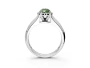 Halo Engagement Ring Setting for Fancy Green Pear-Shaped Center with Knife Ridge Cathedral Band and Prong Head in White Gold