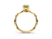 Solitaire Engagement Ring Setting for Fancy Yellow Emerald Cut Center with Bamboo Band and Prong Head in Yellow Gold