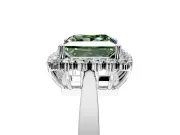 Starburst Halo Engagement Ring Setting for Fancy Green Princess Cut Center with Flat Cathedral Band and Prong Head in Platinum