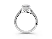 Solitaire Engagement Ring Setting for Princess Cut Center with Multi-Row Accents and Prong Head in Sterling Silver