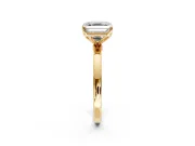Solitaire Engagement Ring Setting for Asscher Cut Center with Thin Rounded Plain Band and Prong Head in Yellow Gold