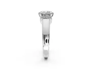 Solitaire Engagement Ring Setting for Cushion Cut Center with Wide Band, Pave Collar and Prong Head in Sterling Silver