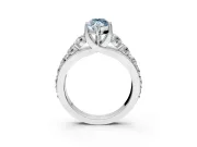 Solitaire Engagement Ring Setting for Fancy Blue Marquise Center with Graduated Shared Prongs and Prong Head in Platinum
