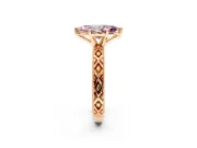 Solitaire Engagement Ring Setting for Fancy Pink Marquise Center with Milgrain X Pattern Band and Prong Head in Rose Gold