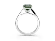 Solitaire Engagement Ring Setting for Fancy Green Asscher Cut Center with Tapered Split Shoulders and Prong Head in Sterling Silver