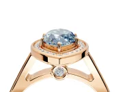 Halo Engagement Ring Setting for Fancy Blue Marquise Center with Outer Bezel Rim, Pave Band and Prong Head in Rose Gold
