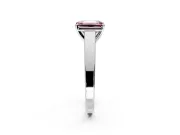 Solitaire Engagement Ring Setting for Fancy Pink Emerald Cut Center with Tapered Split Shoulders and Prong Head in Sterling Silver