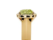 Halo Engagement Ring Setting for Fancy Yellow Cushion Cut Center with Knife Ridge Cathedral Band and Prong Head in Yellow Gold