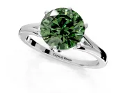 Solitaire Engagement Ring Setting for Fancy Green Round Cut Center with Plain Split Shank and Prong Head in Sterling Silver