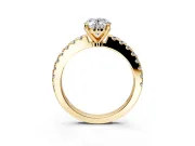 Solitaire Engagement Ring Setting for Oval Center with Single Row Accent Band and Prong Head in Yellow Gold