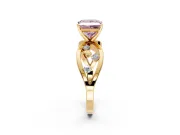 Solitaire Engagement Ring Setting for Fancy Pink Princess Cut Center with Criss-Cross Accent Band and Prong Head in Yellow Gold