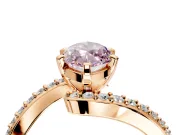 Solitaire Engagement Ring Setting for Fancy Pink Marquise Center with Pave Bypass Swirl Band and Prong Head in Rose Gold