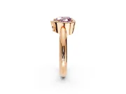Halo Engagement Ring Setting for Fancy Pink Heart-Shaped Center with Tapered Plain Band and Prong Head in Rose Gold