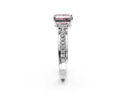 Solitaire Engagement Ring Setting for Fancy Pink Princess Cut Center with Raised Channel Band and Prong Head in White Gold