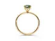 Solitaire Engagement Ring Setting for Fancy Green Pear-Shaped Center with Straight Thin Band and Prong Head in Yellow Gold