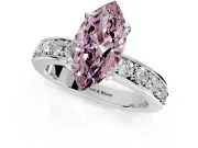 Solitaire Engagement Ring Setting for Fancy Pink Marquise Center with Channel-Set Accents and Prong Head in White Gold