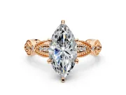 Solitaire Engagement Ring Setting for Marquise Center with Marquise Panel Band and Prong Head in Rose Gold