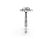 Milgrain Halo Engagement Ring Setting for Round Cut Center with Bezel Point Accents and Prong Head in Platinum