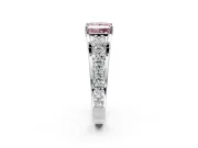 Solitaire Engagement Ring Setting for Fancy Pink Princess Cut Center with Graduated Shared Prongs and Prong Head in Platinum